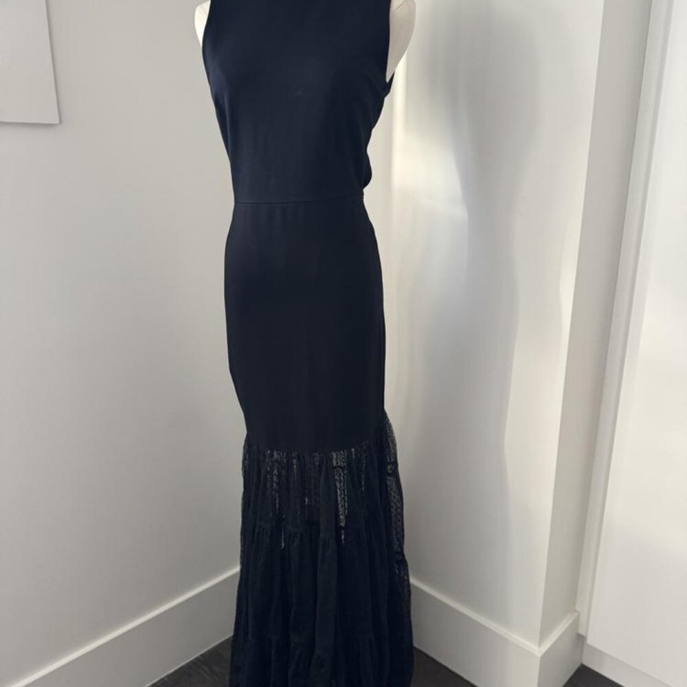 STAUD Black Sleeveless Maxi Dress with Lace Hem - Picture 8 of 10